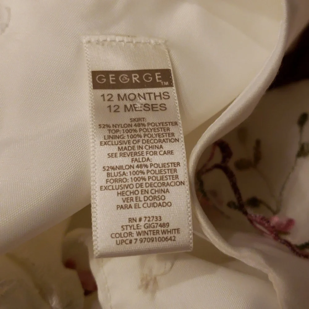 George Tulled Embroidered Dress 12mo Wht/Red - Picture 7 of 9